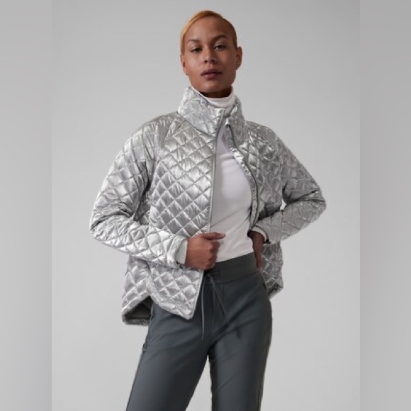 Athleta Jackets & Blazers - Athleta Whisper Featherless Metallic Jacket Silver Women's Small size